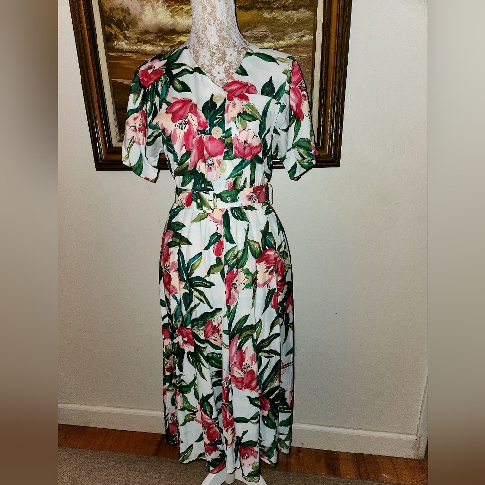 Vintage 1980s Carol Anderson Floral Dress